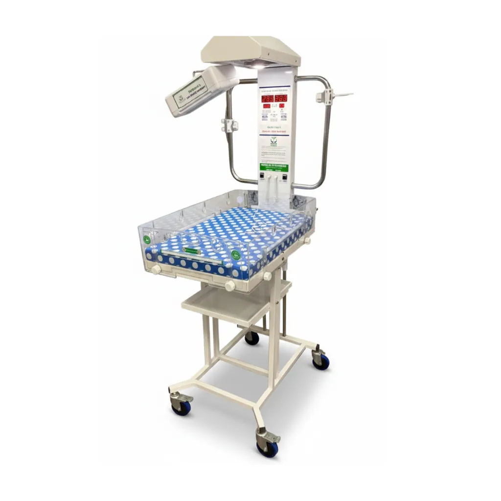 DOUBLE SENSOR BABY WARMER WITH ATTACHED LED PHOTOTHERAPY UNIT